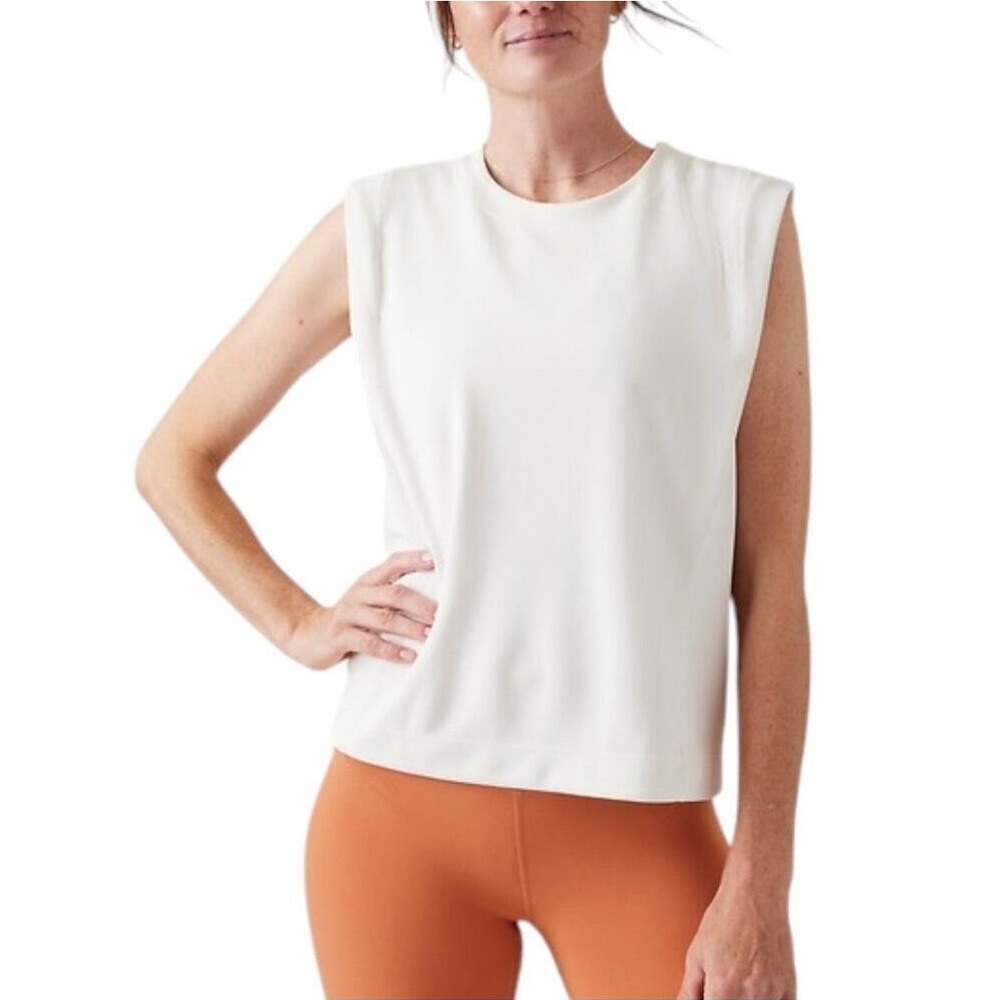 Athleta Seasoft Sleeveless Relaxed Fit Tank Ivory Size XL